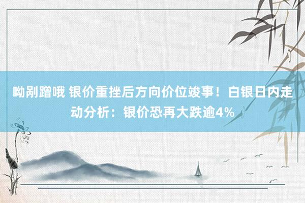 呦剐蹭哦 银价重挫后方向价位竣事！白银日内走动分析：银价恐再大跌逾4%