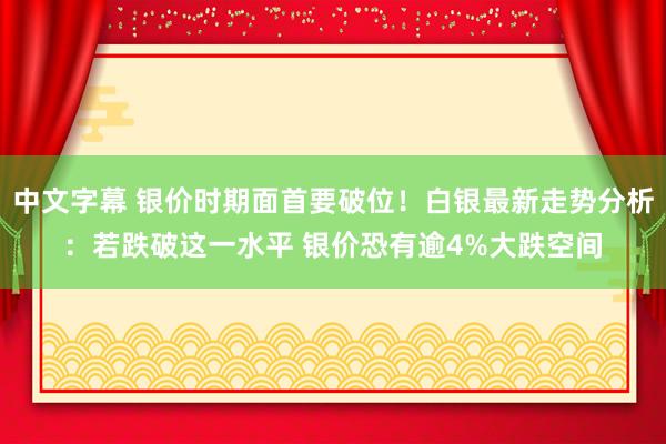 中文字幕 银价时期面首要破位！白银最新走势分析：若跌破这一水平 银价恐有逾4%大跌空间