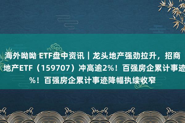 海外呦呦 ETF盘中资讯｜龙头地产强劲拉升，招商蛇口领涨4%，地产ETF（159707）冲高逾2%！百强房企累计事迹降幅执续收窄