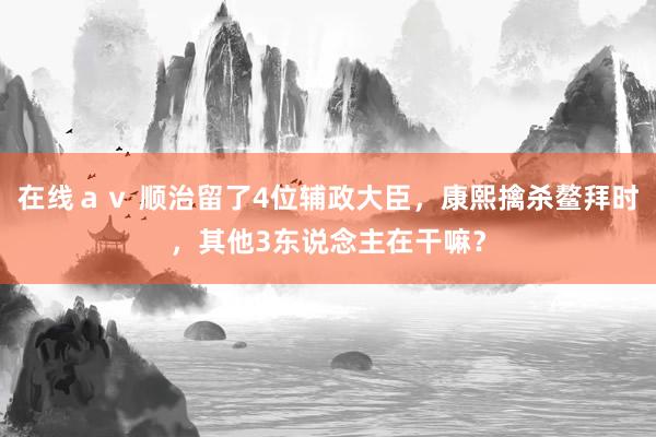 在线ａｖ 顺治留了4位辅政大臣，康熙擒杀鳌拜时，其他3东说念主在干嘛？