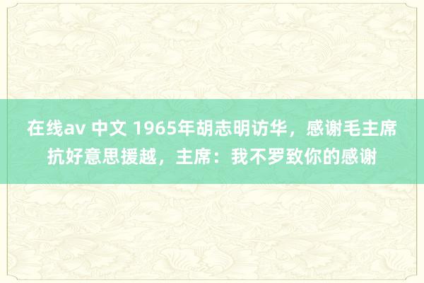 在线av 中文 1965年胡志明访华，感谢毛主席抗好意思援越，主席：我不罗致你的感谢